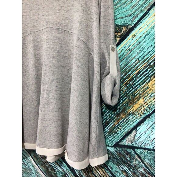 She + Sky Tunic Top Knit Top with Semi Sheer Back Panel Size Small Gray / Beige - Picture 6 of 12